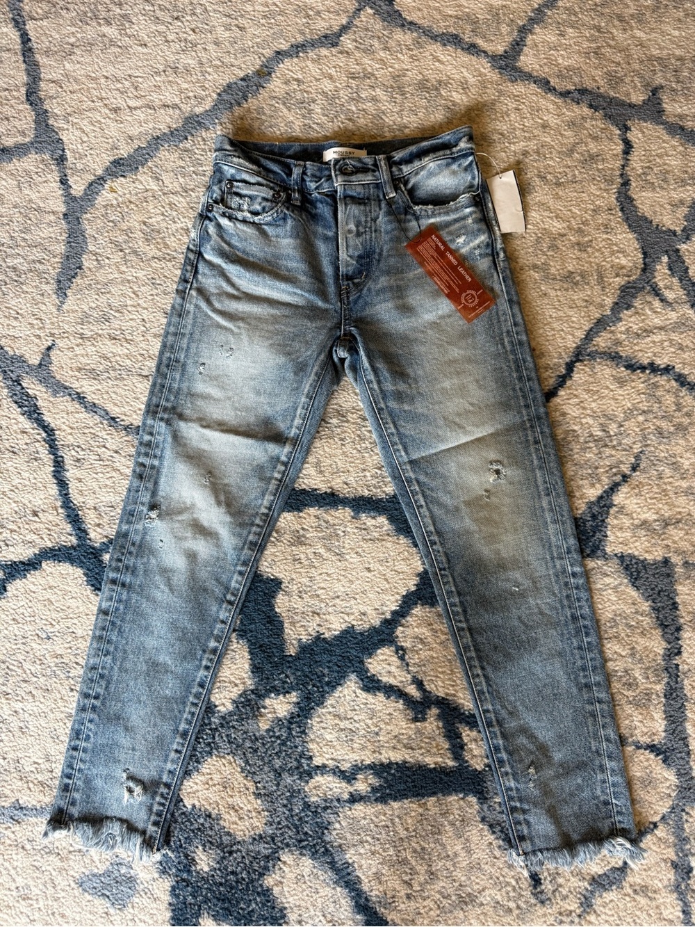 NWT MOUSSY VINTAGE Made in Japan Distressed High Rise Button Fly Jeans Size 24